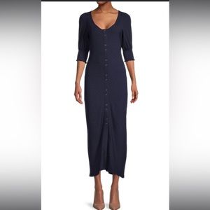 NWT Betsey Johnson Navy Blue Oil Slick Bodycon Maxi Dress Size XS